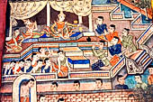 Chiang Mai - The Wat Phra Singh temple. Murals of the Viharn Lai Kham illustrating Jataka tales and other stories.  